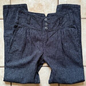 SUNDANCE Pants Women's 2 Black Pinstripe High Rise Amelia Linen Blend Trouser